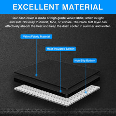 Autorder dash cover close-up shows soft, durable fabric for daily use