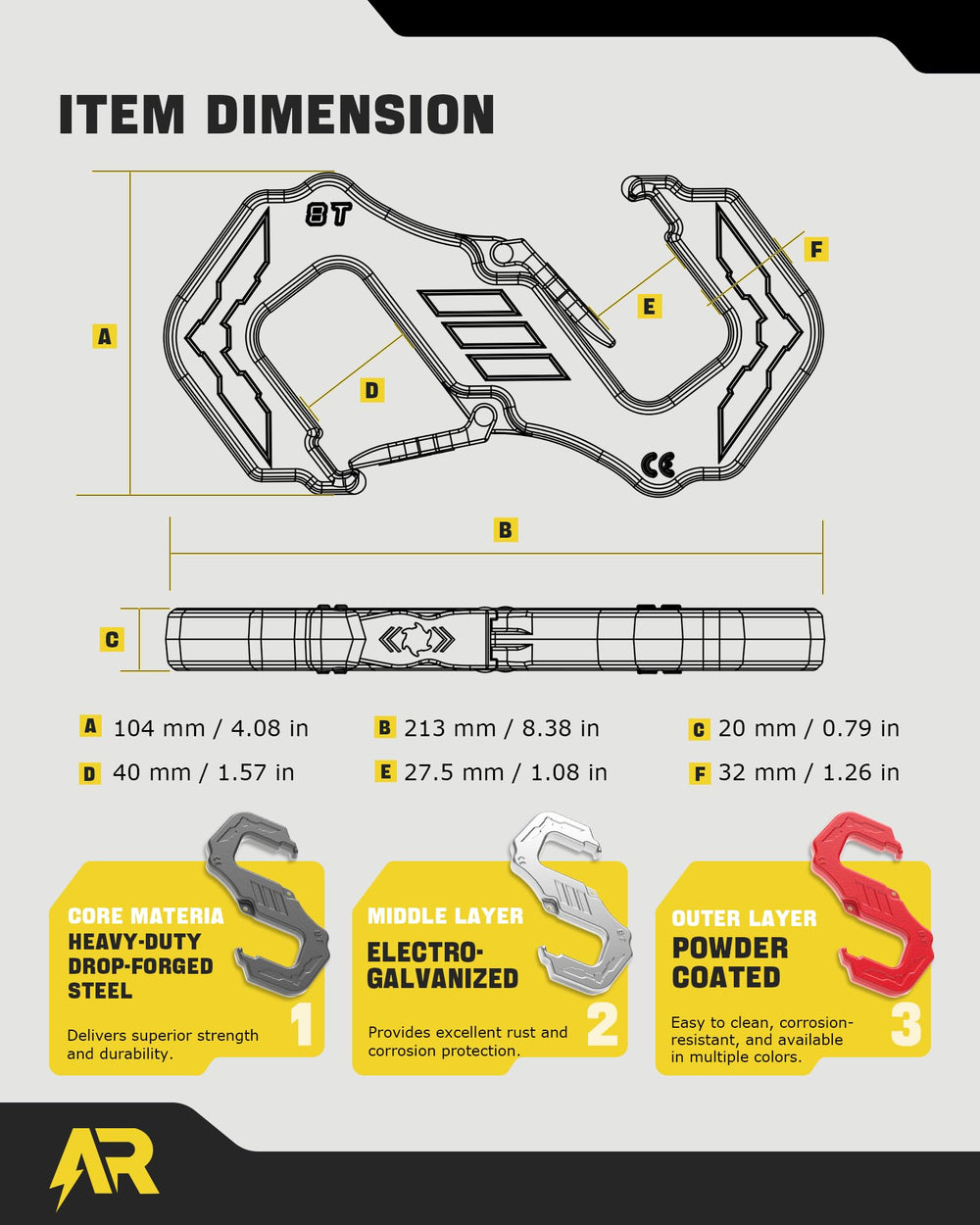 AUTORICH S-tow hook compact recovery tool fits tight spaces