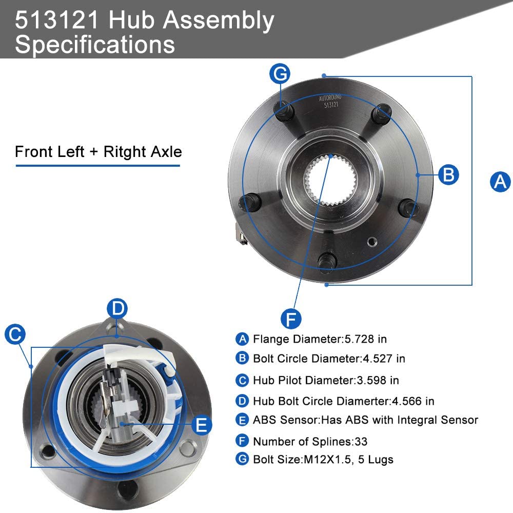 Autoround 513121 front wheel hub for Oldsmobile Century, front-drive compatibility.