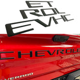 Auto Safety tailgate letters for Chevy Silverado 2019-2025 assembly close-up, easy fit
