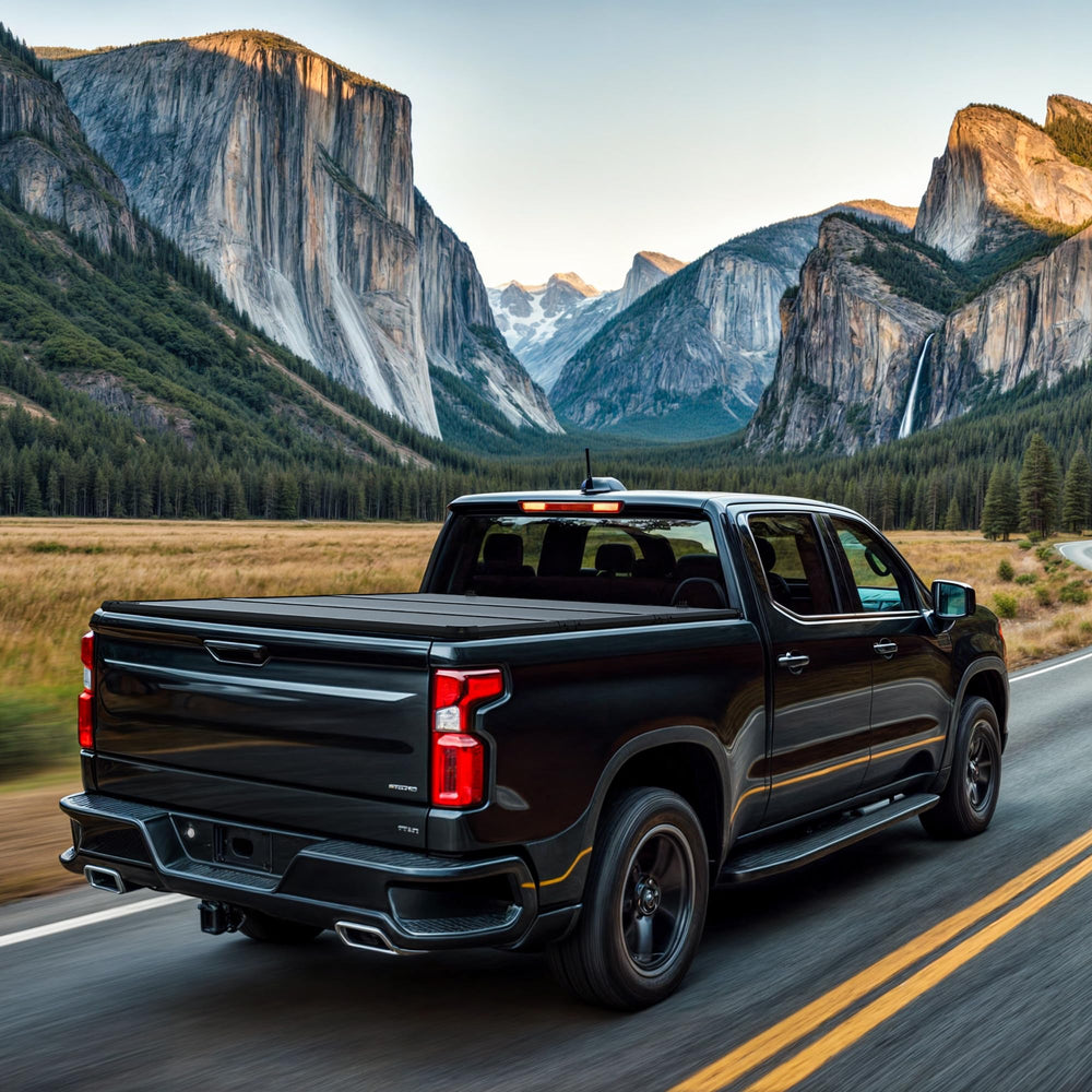 AUTOSAVER88 sleek profile tonneau enhances truck styling.
