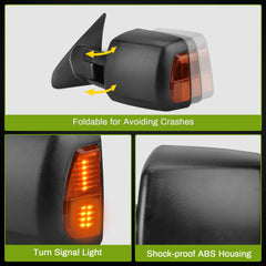 Autosaver88 tow mirrors fold and extend for compact storage and wider view.