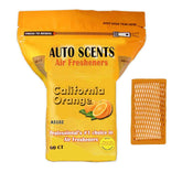 Auto Scents California Orange pads pack delivering long-lasting freshness for cars and homes.