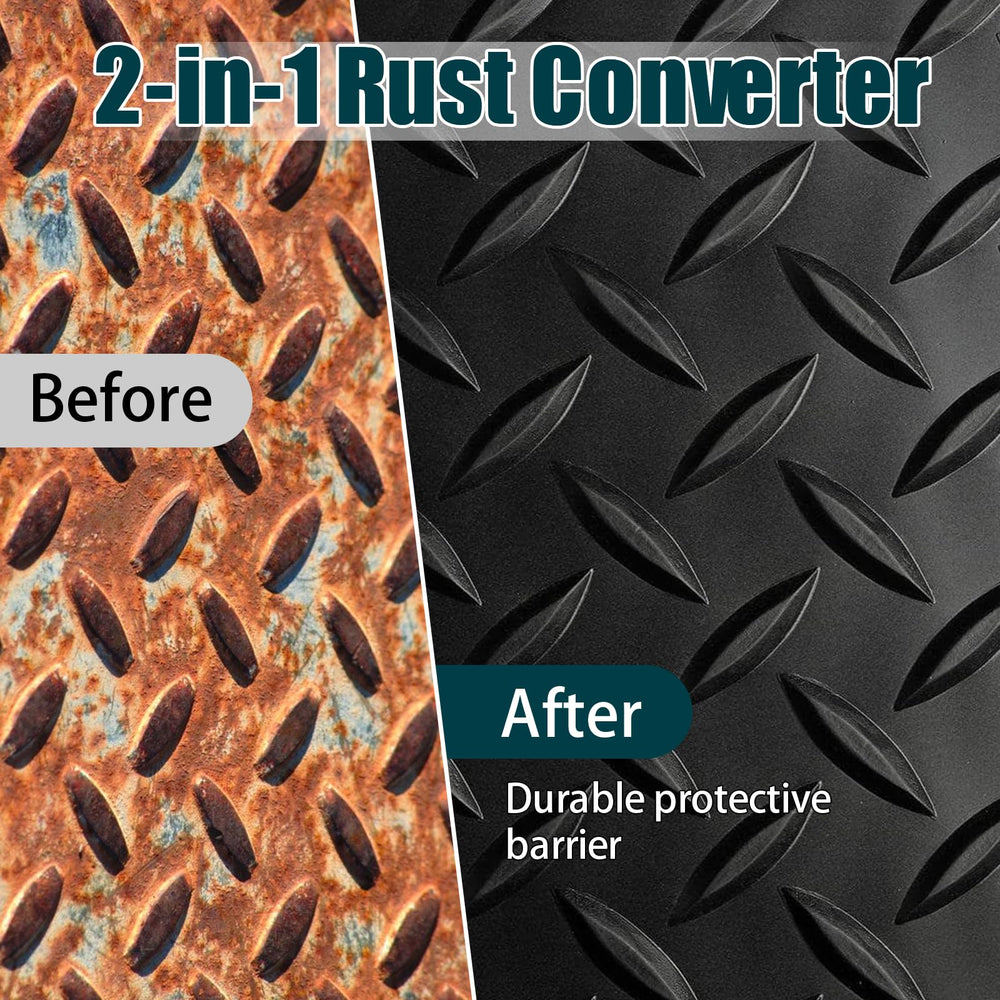 Autosel rust converter applied to a rusty metal surface before coating.