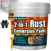 Autosel Ultra 2-in-1 rust converter bottle pour showing application on metal surface with fast rust reforming