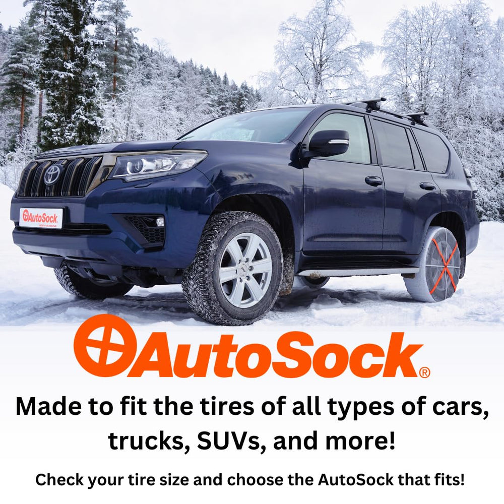 AUTOSOCK HP685 on a vehicle ready for winter road conditions.