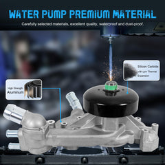 AUTOSTARSHIP water pump aluminum housing close-up emphasizing strong build.