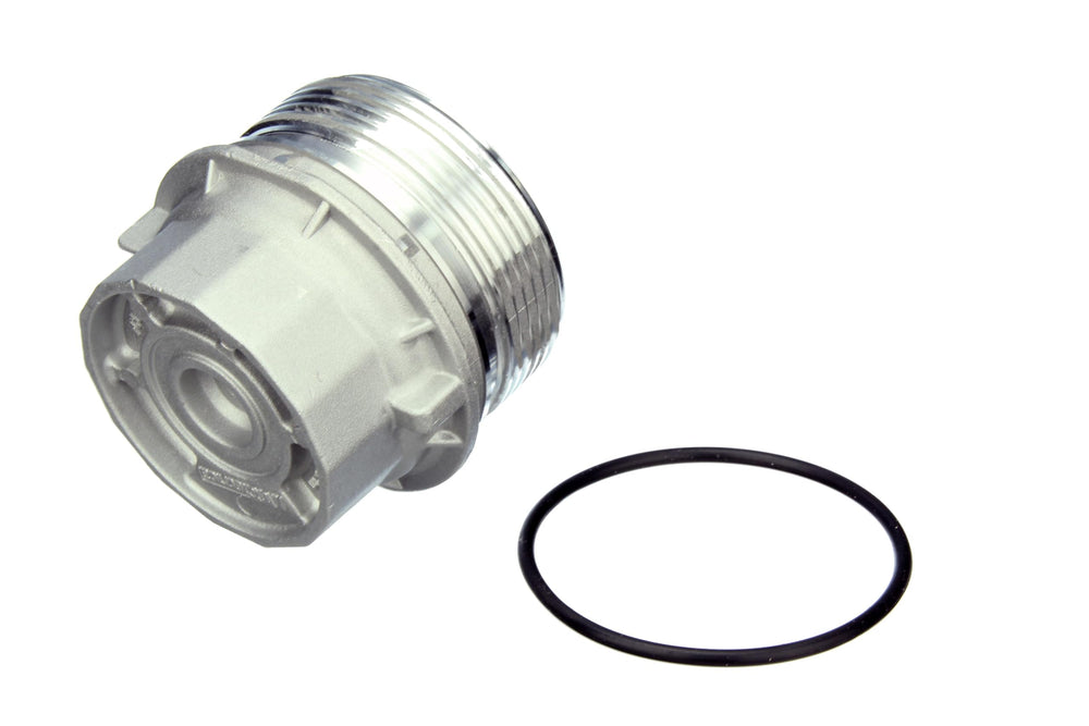 Autotecnica aluminum oil filter cover cap bolt-on fit demonstrates easy installation.