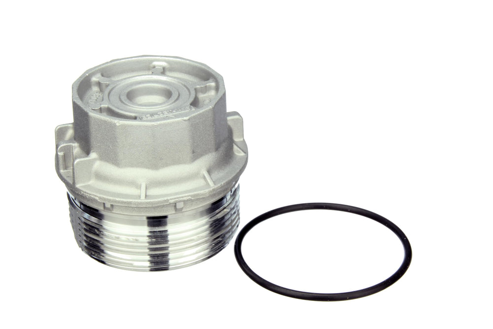 Autotecnica aluminum oil filter cover cap durable finish resists heat and corrosion.