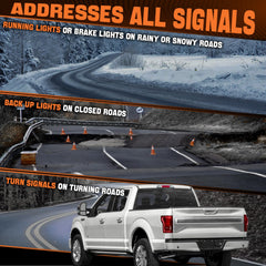 Autoverve right LED tail light lens improves alert signaling on Ford F-150.