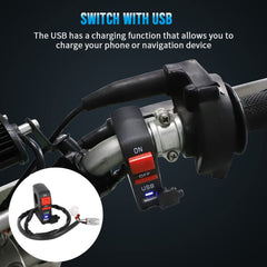 AUTOVIC USB switch enables charging while you ride.