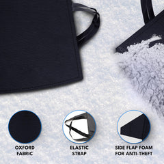 Waterproof, multi layered material protects from snow, rain, and frost.