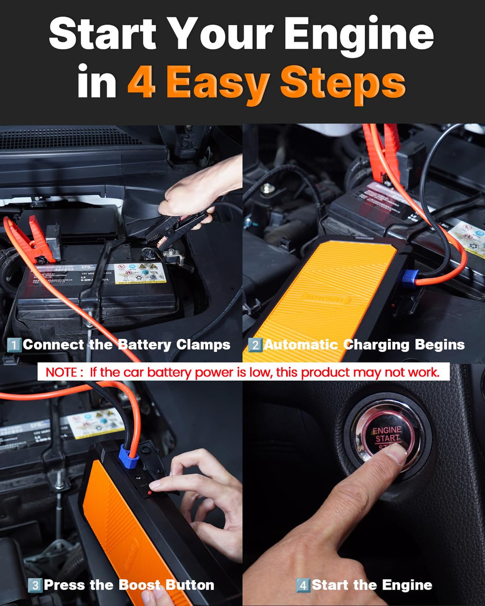 Autowit Jump Starter quick start capability for faster vehicle ignition