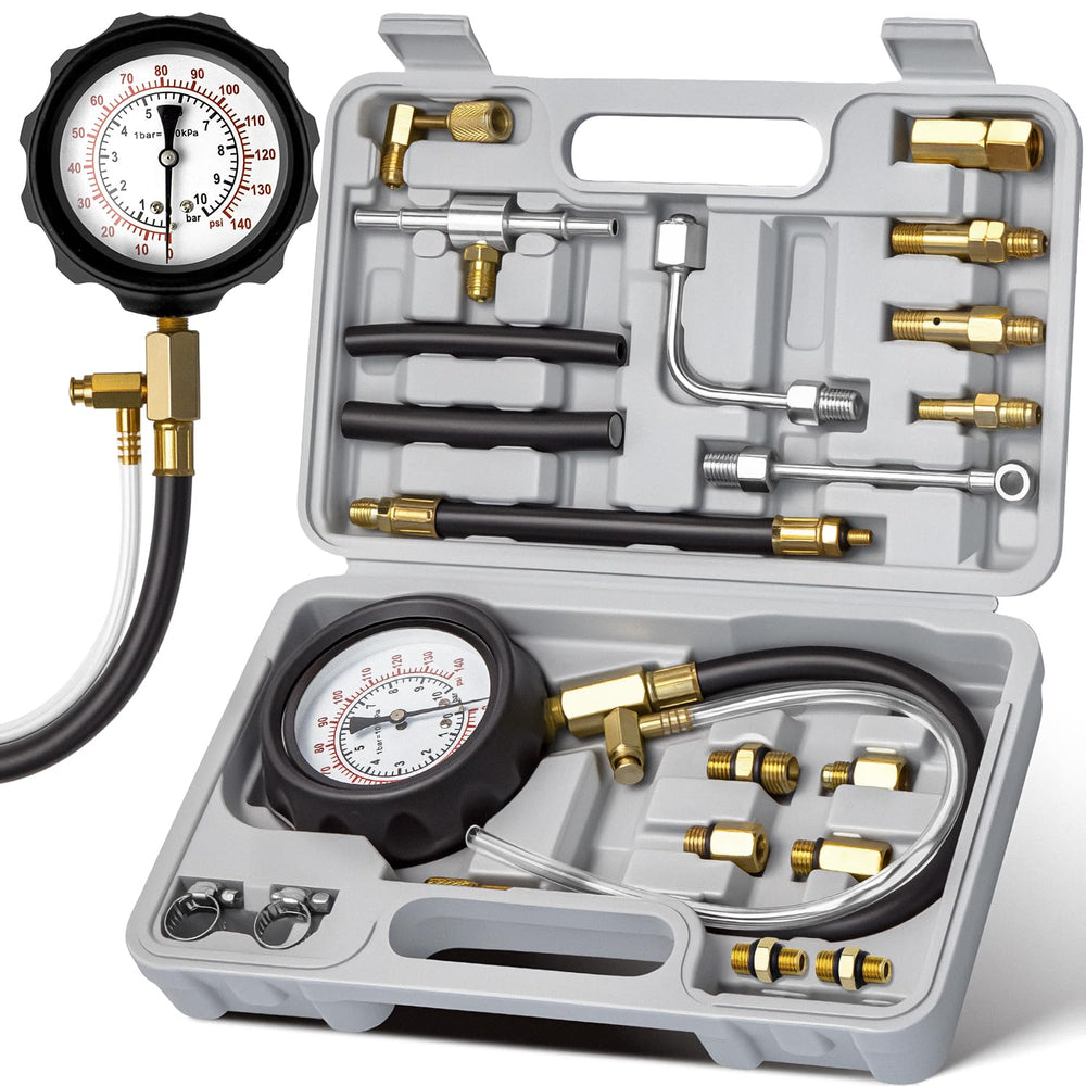 AUTOWN Fuel Pressure Tester Kit dial gauge for precise readings 0-140 PSI