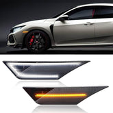 AUTOXBERT LED side marker light on Civic with smoked lens boosts stealth style and visibility.