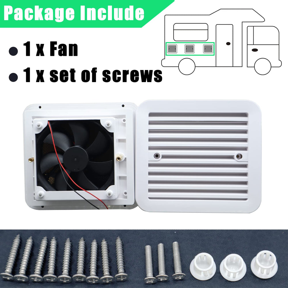 AUTOXBERT RV vent fan installation close-up shows screws for quick setup.