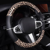 AUTOYOUTH leopard steering wheel cover with crystal rhinestones adds sparkling style