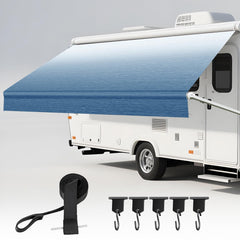 Autozen 16ft awning fabric in blue fade offering versatile shade for RVs