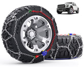 AUVEBY snow chains auto fixing in action during quick installation for pickups.