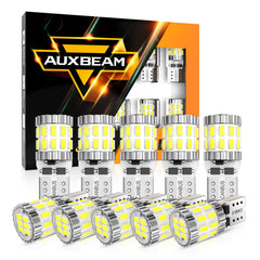 Auxbeam 194 LED bulbs with 30 SMD chips providing bright interior lighting