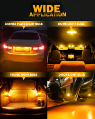 Auxbeam 194 LED bulbs enhance vanity mirror lighting with warm amber tone.