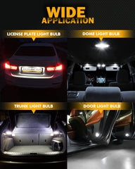 Auxbeam 194 LED bulbs enhancing license plate light visibility