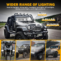 Two-pack Auxbeam LED pods with wiring harness included for easy setup.