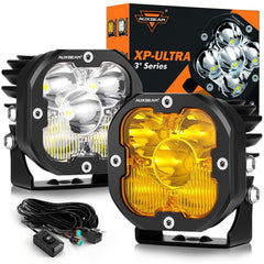 Auxbeam 3in LED pod amber fog cover highlights fog-friendly lighting and visibility