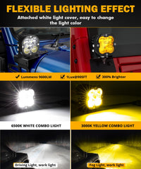 Auxbeam 3in LED pod white driving light face for clear night illumination