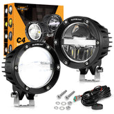 Auxbeam 4-inch round offroad light closeup shows compact design for rugged night driving.