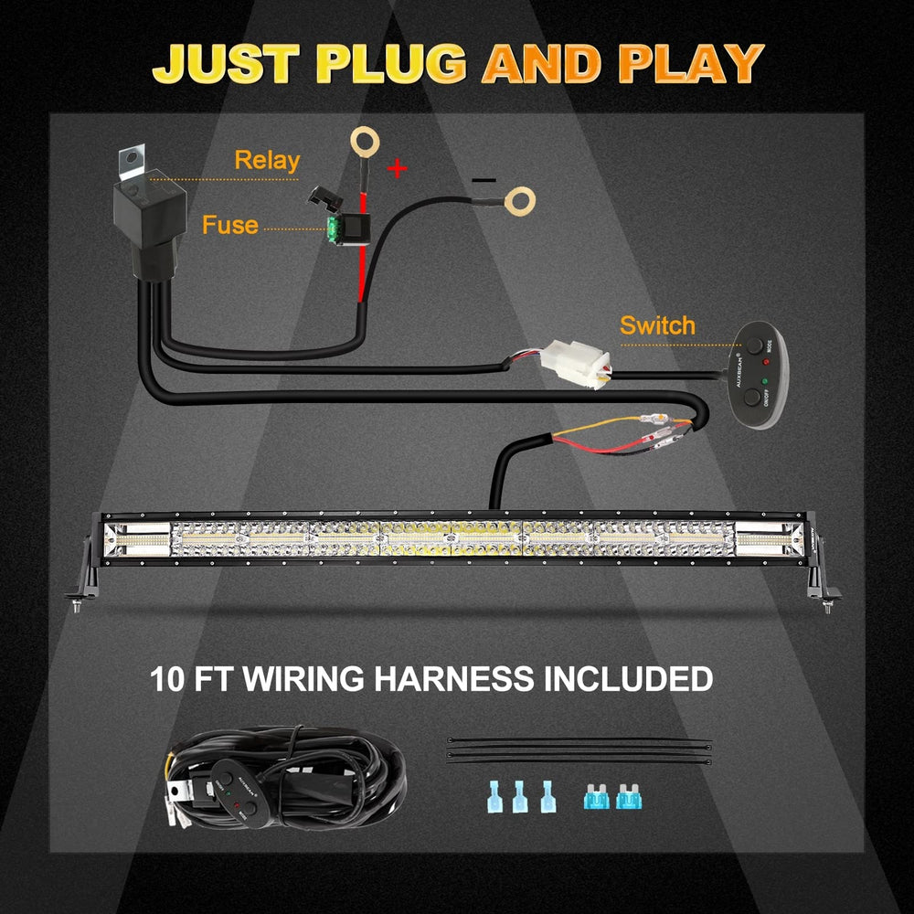 Auxbeam 42-inch LED light bar includes a 10-foot wiring harness for easy install