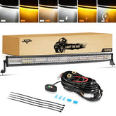 Auxbeam 42-inch LED light bar amber and white beams illuminate off-road paths