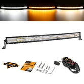 Auxbeam 42-inch LED light bar, front view, delivering bright long-range illumination