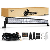Auxbeam 42-inch curved LED light bar front view improves night visibility for off-road driving