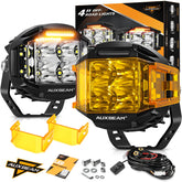 Auxbeam 4in VMAX pods provide bright front-view illumination for night driving.