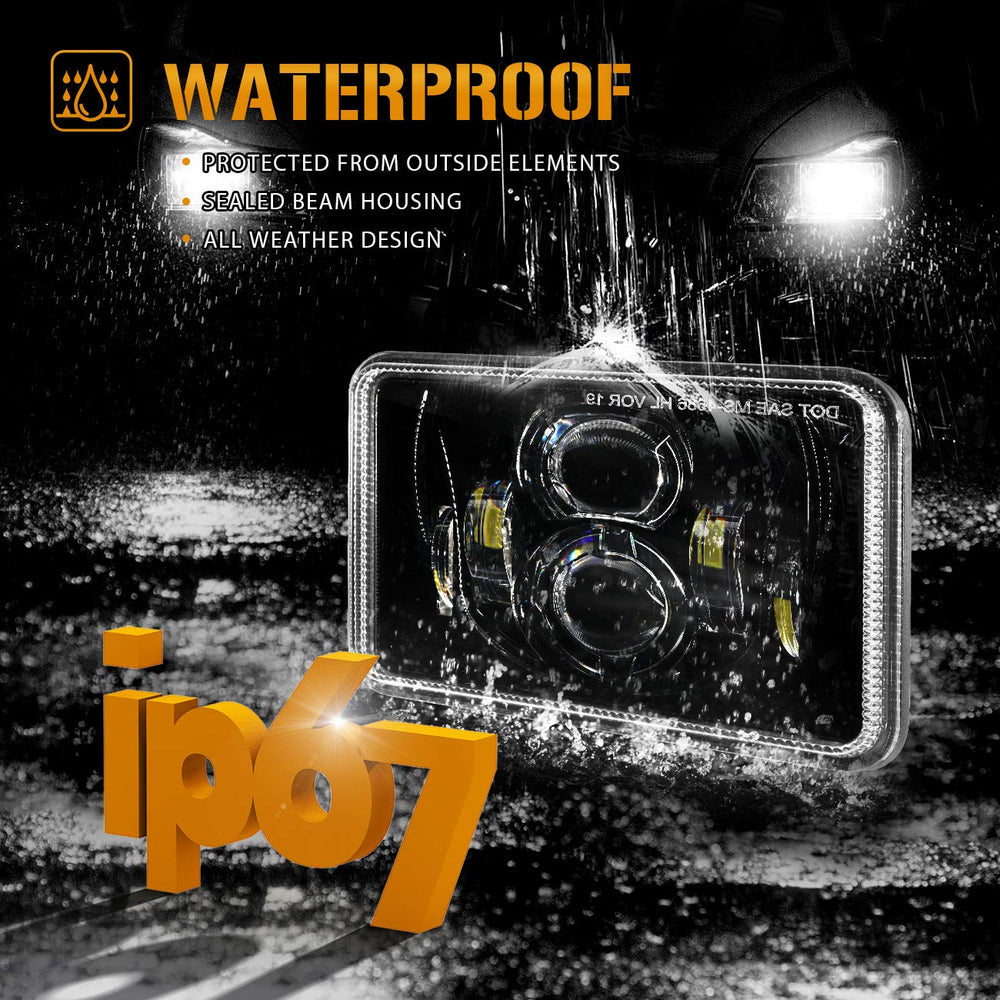 Auxbeam 4x6 headlights packaging image showing a ready-to-install 4-pack.