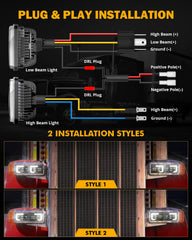 Auxbeam 4x6 LED headlights DRL halo boosts daytime visibility