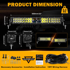 Auxbeam 5D-PRO dual-row beam delivering spot and flood coverage for wide, long-range light