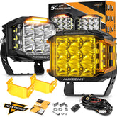 Auxbeam 5-inch LED pod front-driving-light for clear, wide road illumination.