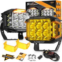 Auxbeam 5-inch LED pod front-driving-light for clear, wide road illumination.