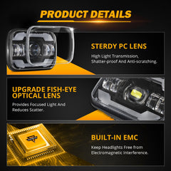 Auxbeam 5x7 headlight IP67 rating protects against rain and dust during use