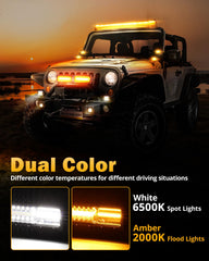 Auxbeam 6063 aluminum housing with heat sinks for durable off-road performance.