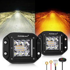 Auxbeam 6-modes amber-white series 5-inch pods for off-road lighting.
