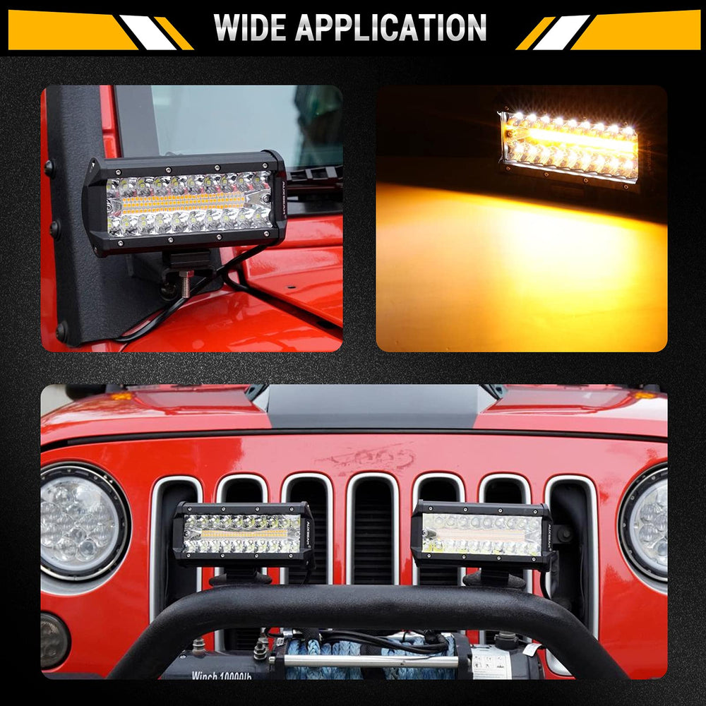 Auxbeam 7-inch light bar pack includes mounting brackets and hardware.