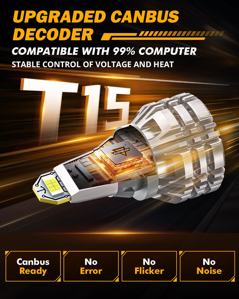 Auxbeam 912/T15 bulb backup light with 1:1 replacement design.