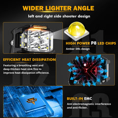 Auxbeam amber covers provide distinctive styling and visible signaling