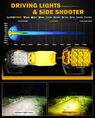 Amber DRL 3000K on Auxbeam pods for low-glare all-weather signaling.