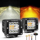 Auxbeam amber-white series LED cubes front view for enhanced off-road visibility.