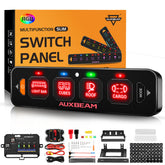Auxbeam AS-R40 slim switch panel front view with RGB backlight ready for install