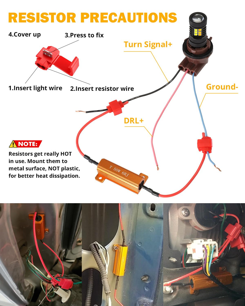 Auxbeam B1B includes load resistors to prevent hyper flashing on many cars.